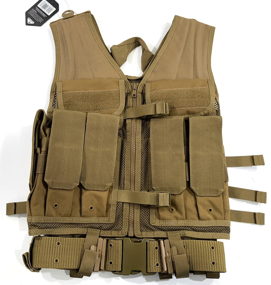 Condor ETV Coyote Brown Elite Tactical Vest W/ 6 Mag 2 Utility Pouches & Belt