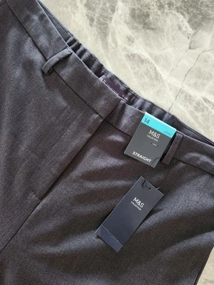 M&S Straight Leg Trousers With Stretch ~ Size 14 Long - Image 1 of 4