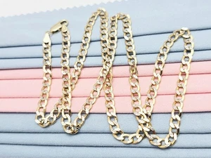 10K Solid Two Tone Multi Color Gold Diamond Cut Cuban Link Chain Necklace 22" L - Picture 1 of 15