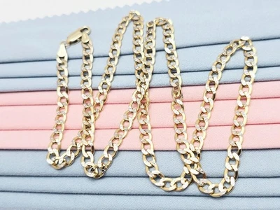 10K Solid Two Tone Multi Color Gold Diamond Cut Cuban Link Chain Necklace 22" L - Image 1 of 4