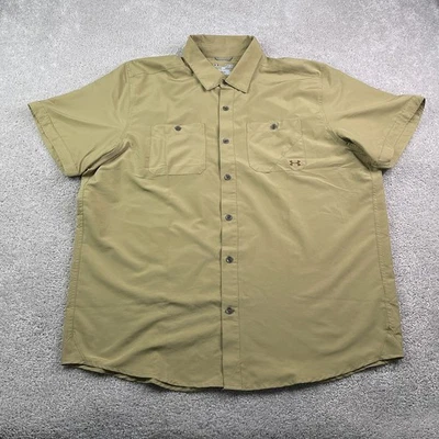 Under Armour Shirt Mens XL Brown Hydro Performance Button Up Loose Heat Gear - Image 1 of 4