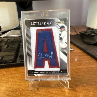 2008 Razor Letterman Patch Autograph /20 Chris Carpenter  #CHC-T Chicago Cubs - Image 1 of 2
