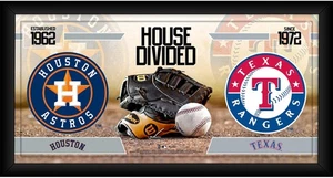 Houston Astros vs Texas Rangers Framed 10x20 House Divided Baseball Collage - Picture 1 of 1