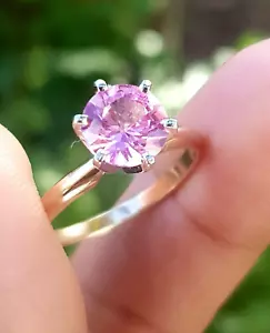 1.4ct Natural Baby Pink Sapphire Solitaire 14K Solid Yellow Gold Ring Engagement - Picture 1 of 13