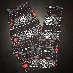 Buttery Soft Christmas Reindeer Heart Leggings Tall & Curvy XL Plus Snowflake TC - Picture 1 of 2