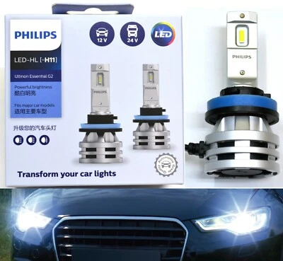 Philips Ultinon LED G2 White H11 Two Bulbs Head Light Low Beam Upgrade OE - Image 1 of 4