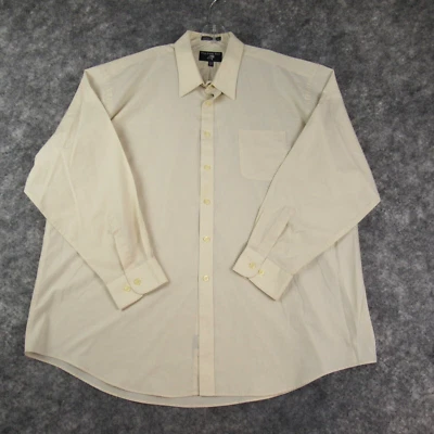 Falcon Bay 衬衫男式 18.5 35-36 米色纯色舒适领长袖纽扣 — 第 1/4 张图片