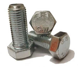 M10 - 10mm ALTA TRACCIÓN JUEGO DE TORNILLOS TOTALMENTE ROSCADOS PERNOS HEXAGONALES CHAPADOS EN ZINC 8.8 - Imagen 1 de 1