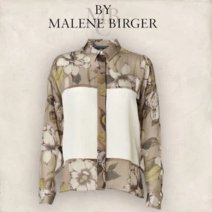 Blusa de seda en contraste floral y nude de Malene Birger Cronida talla 34 UK 8 US 4 - Imagen 1 de 5