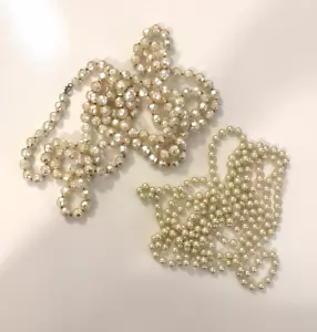 Vintage Flapper Style Imitation Pearl Long Bead Jewellery Set 2 105cm Drop - Picture 1 of 3