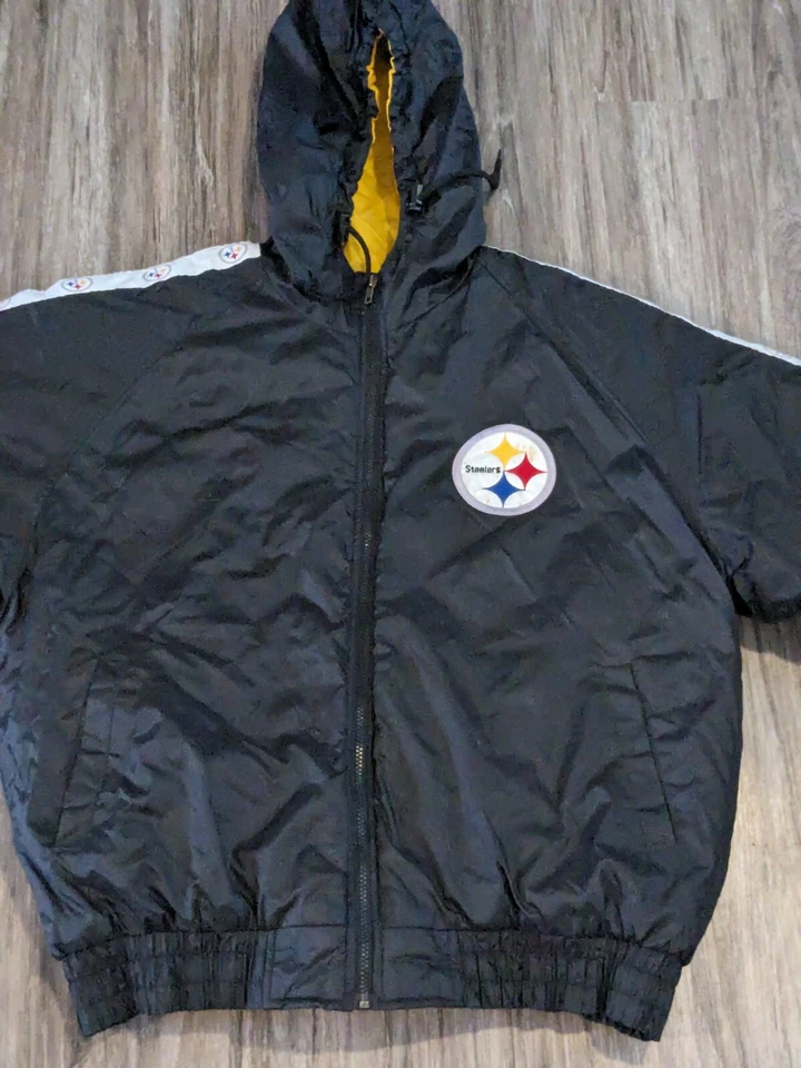Винтажная куртка-пуховик 90-х Pittsburgh Steelers NFL Game Day с капюшоном на молнии размер L - Изображение 1 из 4