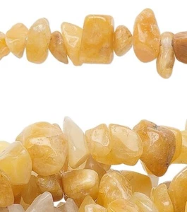 Mini cuentas astilladas extra grandes de jade dorado natural de 34" - Imagen 1 de 2