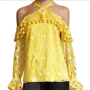 Alexis Adriano Long Sleeve Yellow Lace Emroidered Blouse Top - SZ M - Picture 1 of 13