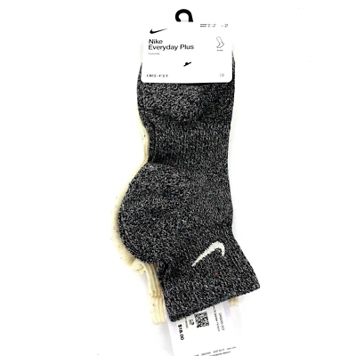 Paquete de 2 calcetines tobilleros acolchados Nike Everyday Plus para hombre (8-12) negros leche de coco Foto 1 de 4