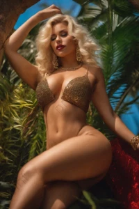 Blond Bikini Fit Curvy Girl Model Foto Risque 4x6 Kunstdruck A17826 - Bild 1 von 1