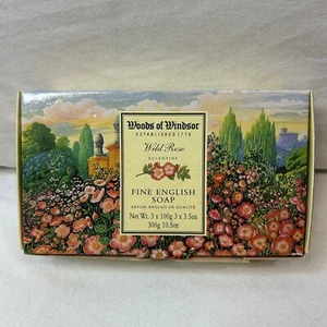 Woods Of Windsor Wild Rose 3 Pack Fine English Soap 3.5oz Bars Vintage 2000 y2k - Picture 1 of 8