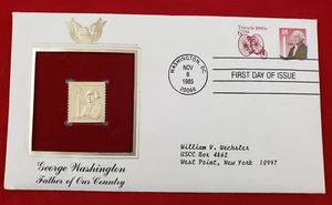 Estampilla de 18 centavos 1985 George Washington oro 22k primer día de emisión - Imagen 1 de 3