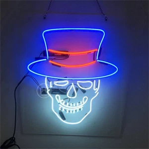 24"x20"Mr.Skull Neon Sign Light Halloween Gift Handcraft Artwork Garage Room Art - Picture 1 of 2