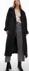 NWT Topshop Fluffy Longline Faux Fur Trench Coat SZ. 4-6 (Small) - Picture 1 of 5