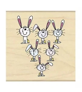 Penny Black BUN BUNS Red Rubber Wood Stamp Easter Bunny Rabbit Holiday Bunnies - Picture 1 of 3