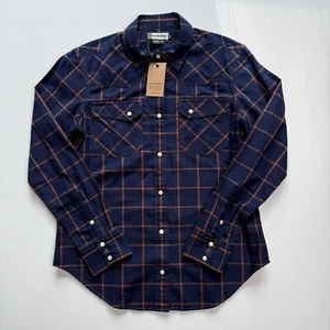 TOM BECKBE Long Sleeve Button Up Indigo Shirt Womens Small Western Pearl Snap - Picture 1 of 11