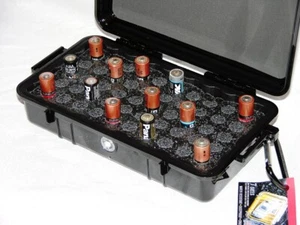 Pelican 1060 waterproof case + precut holds 50 AA cr123 cr2 Battery storage foam - Picture 1 of 3
