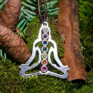 Sterling Silver 925 Amulet Esoteric Buddha with Chakras - Picture 1 of 5