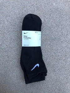 NIKE Dri-Fit Every Day Cushioned Ankle Socks 3 Pairs Black Quarter SX7667-010 L - Picture 1 of 2