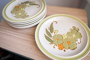 Set of 6 Stoneware Plates- International China Kilncraft Vintage Green Floral - Picture 1 of 5
