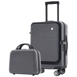 Carry-on Luggage 20 Inch Front Open Luggage Suitcase with Front Pocket - Picture 1 of 12