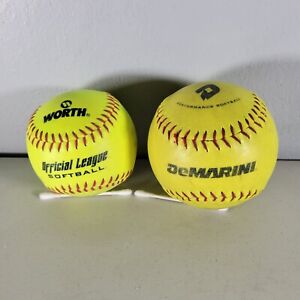 Lot of 2 Softball Balls - Demarini and Worth - 3.5" and 4" Diameter 
