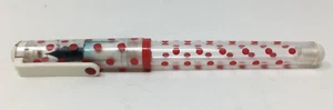 Vintage 80's Sailor Clear Candy Red Polka Dot Fountain Pen - Picture 1 of 7