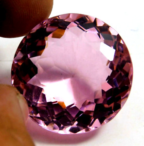 AAA+ 73.85 Ct. Large Pink Kunzite Round Cut Faceted Loose Gemstone @Women Gift