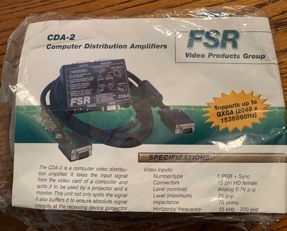 FSR CDA-2 1X2 Computer Video Distribution Amplifer - Image 1 of 4