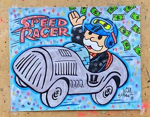 WILL STREET original painting 11x14/ Monopoly art Speed Racer not banksy alec - Picture 1 of 7