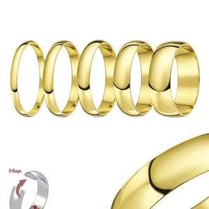 9ct Yellow Gold Ring Light D Shaped Wedding Ring Band (Solid & Hallmarked) - Picture 1 of 12