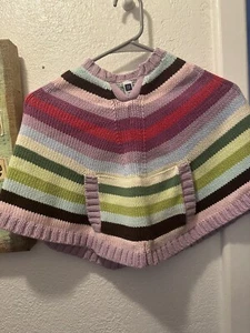 Baby Gap Toddler Girl’s Knitted Cotton Rainbow Poncho Size 4 - Picture 1 of 4
