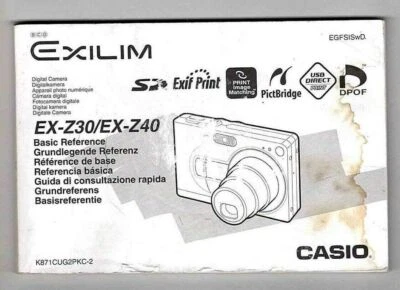 Casio Exilm EX-Z30/EX-Z40 cámara digital manual del propietario 16 páginas 7 idiomas  Foto 1 de 4