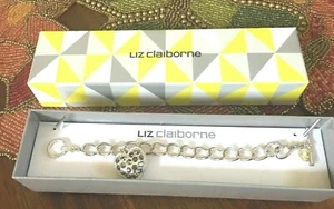 Liz Claiborne Heart Charm Silver Tone Bracelet - Picture 1 of 5