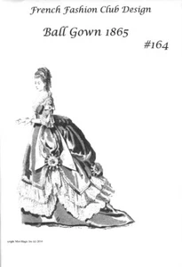 Vestido de fiesta de moda francesa patrón 1865 para muñeca. - Imagen 1 de 1