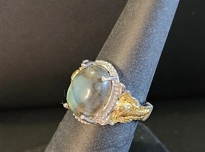 Anillo de labradorita y latón 18kt - Talla 7 Foto 1 de 4