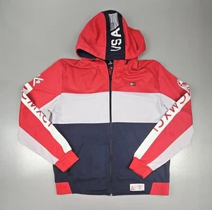 Southpole Hoodie Mens 3XL. Vintage Red White Blue Color Block FullZip Sweatshirt - Picture 1 of 6