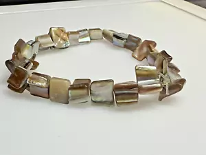 Vintage Bracelet Paua Abalone Mexico Jewellery Elastic Band Beaded 20.76g - Picture 1 of 3