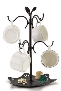 Brand Metal Mug Tree with 6 Hooks - Countertop Organizer for Large Mugs & Cof... - Picture 1 of 7