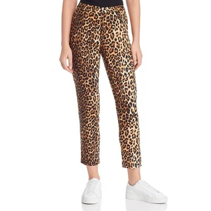 Lucy Paris Womens Nahla Brown Animal Print Straight Leg Pants XS 5641 - Picture 1 of 2