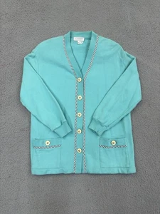 Vintage St. John Sport Teal Button Santana Knit Cardigan Jacket Sweater Women Sm - Picture 1 of 11
