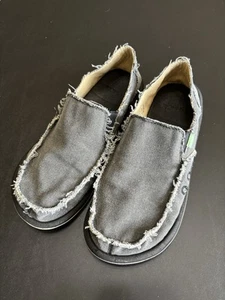 Sanuk Mens Vagabond Sidewalk Surfer Slip-on Shoes Charcoal Canvas Size 9 D (M) - Picture 1 of 8