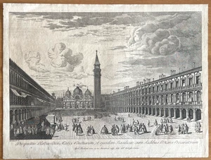 Michele Marieschi, Ansicht Markusplatz Venedig - Venedig, Radierung 1780 - Bild 1 von 9