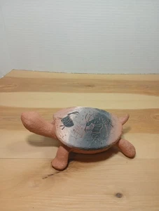 Caja de baratijas estilo cerámica nativa americana tortuga de arcilla 7" con tapa extraíble  - Imagen 1 de 20