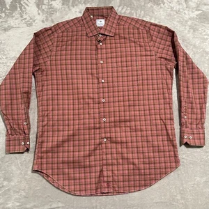 David Donahue Shirt Mens XL Red Long Sleeve Button Up Plaid Dress Check - Picture 1 of 7